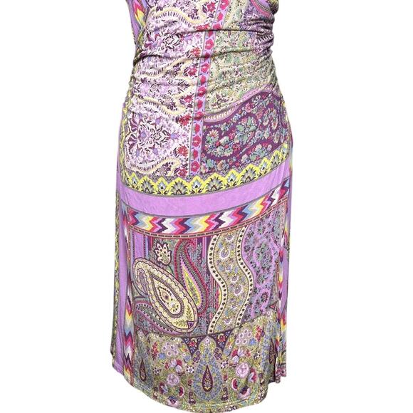 Etro Dress Purple Green Paisley Patchwork Sleeveless Wrap Boho sz 48 US 12 Large - Picture 7 of 12